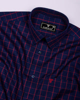 Scala Red With Blue Twill Check Formal Giza Shirt