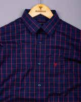 Scala Red With Blue Twill Check Formal Giza Shirt