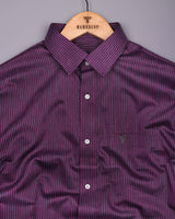 Purple With Gray Stripe Premium Cotton Formal Shirt