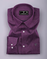 Purple With Gray Stripe Premium Cotton Formal Shirt