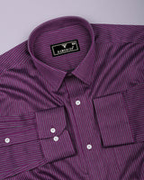 Purple With Gray Stripe Premium Cotton Formal Shirt