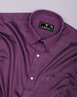 Purple With Gray Stripe Premium Cotton Formal Shirt