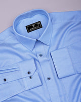 Magma Blue With White Houndstooth Premium Giza Shirt