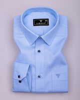 Magma Blue With White Houndstooth Premium Giza Shirt