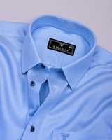 Magma Blue With White Houndstooth Premium Giza Shirt