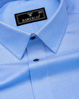 Magma Blue With White Houndstooth Premium Giza Shirt