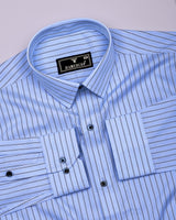 Relief Blue With White Stripe Formal Cotton Shirt