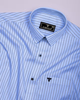 Relief Blue With White Stripe Formal Cotton Shirt