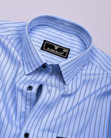 Relief Blue With White Stripe Formal Cotton Shirt