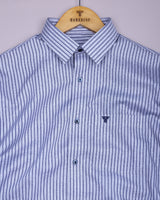 Squirrel Gray With Blue Stripe Formal Cotton Shirt
