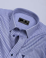 Squirrel Gray With Blue Stripe Formal Cotton Shirt
