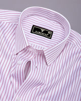Pink Pin Stripe Formal Cotton White Shirt