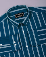 Kingfisher Blue With White Stripe Cotton Shirt
