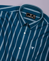 Kingfisher Blue With White Stripe Cotton Shirt