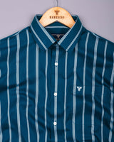 Kingfisher Blue With White Stripe Cotton Shirt