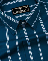 Kingfisher Blue With White Stripe Cotton Shirt