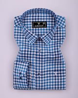 Pinot Blue Dobby Amsler Check Cotton Shirt