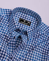 Pinot Blue Dobby Amsler Check Cotton Shirt