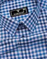 Pinot Blue Dobby Amsler Check Cotton Shirt