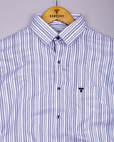 Nimora Blue With White Dobby Stripe Premium Gizza Shirt