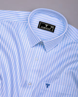 Linfen Blue With White Stripe Premium Giza Shirt