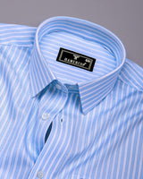 Linfen Blue With White Stripe Premium Giza Shirt
