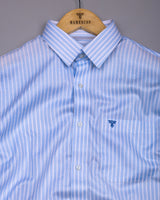 Linfen Blue With White Stripe Premium Giza Shirt