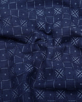 Pecan Blue With White Printed Dobby Cotton Shirt