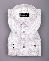 Pecan White With Brown Printed Dobby Cotton Shirt