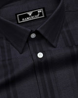 Kiwano Onyx Gray Waffle Stripe Dobby Cotton Shirt