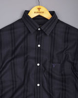 Kiwano Onyx Gray Waffle Stripe Dobby Cotton Shirt