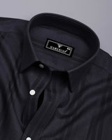 Kiwano Onyx Gray Waffle Stripe Dobby Cotton Shirt