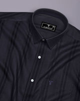 Kiwano Onyx Gray Waffle Stripe Dobby Cotton Shirt