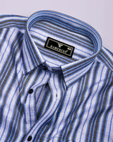 Iron Gray With Blue Twill Stripe Cotton Shirt