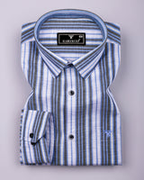 Iron Gray With Blue Twill Stripe Cotton Shirt