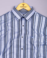 Iron Gray With Blue Twill Stripe Cotton Shirt