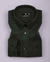 Neon Green Plaid Flannel Solid Heavy Cotton Shirt