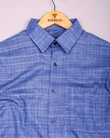 Cornflower Blue Plaid Flannel Heavy Cotton Shirt
