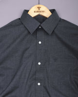 Planet Charcoal Gray Melange Cotton Formal Shirt