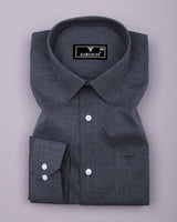 Planet Charcoal Gray Melange Cotton Formal Shirt