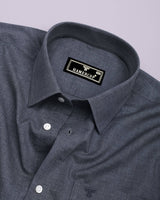 Planet Charcoal Gray Melange Cotton Formal Shirt