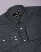 Planet Charcoal Gray Melange Cotton Formal Shirt