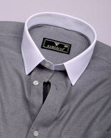 Elise Gray Self Stripe Plaid Flannel Solid Cotton Shirt