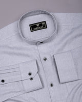 Thermal Gray Plaid Flannel Solid Heavy Cotton Shirt