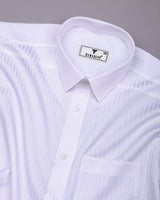 Salt White Self Stripe Premium Giza Shirt