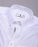 Salt White Self Stripe Premium Giza Shirt
