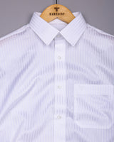 Salt White Self Stripe Premium Giza Shirt