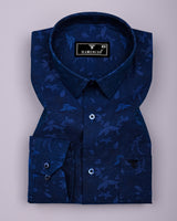 Radium Blue Jacquard Textured Premium Cotton Shirt