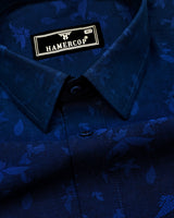 Radium Blue Jacquard Textured Premium Cotton Shirt
