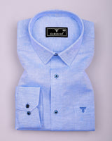 Stream Blue Jacquard Textured Cotton Shirt